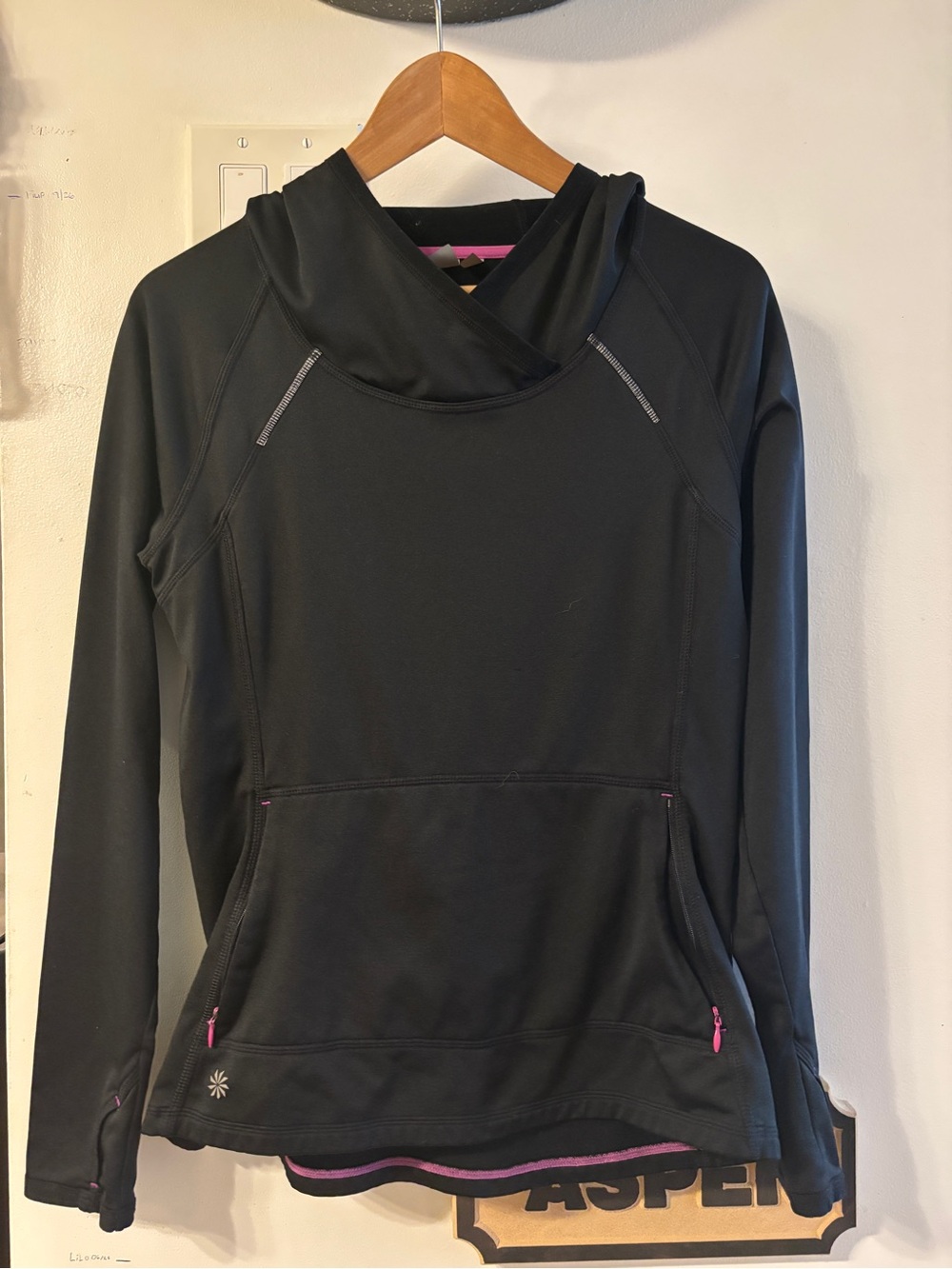 Athleta Black Hoodie with Pink Accents